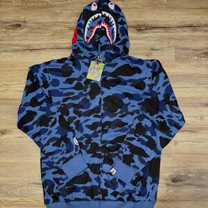 Bape Blue Camo Shark Hoodie